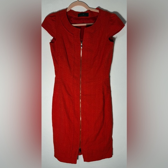 Carolina Herrera Red Textured Midi Dress - Picture 11 of 11